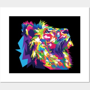 Colourful Majestic Lion Face Aesthetic Posters and Art